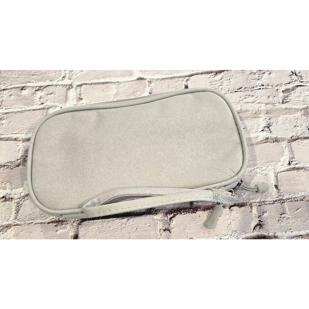 TECH Organizer Bag, Gray And Pink, Zipper Closures, Two Pockets, Wristlet Strap